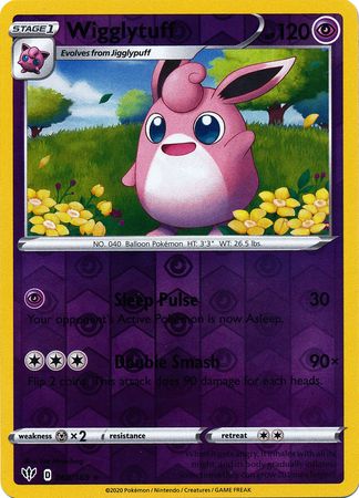 <transcy>Pokemon Card Darkness Alaze 68/189 068/189 Wigglytuff Rare Reverse Holo</transcy>