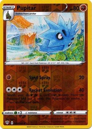 Pokemon Card Darkness Ablaze 87/189 087/189 Pupitar Uncommon Reverse Holo