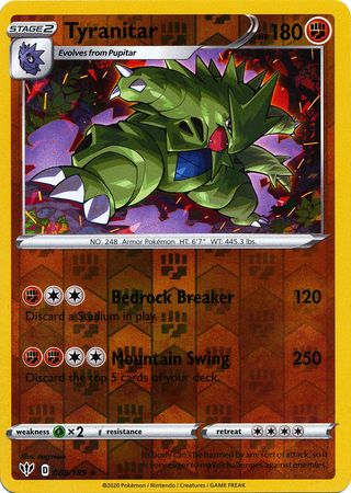 Pokemon Card Darkness Ablaze 88/189 088/189 Tyranitar Holo Rare Reverse Holo