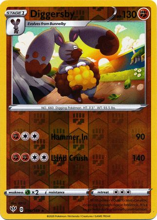 <transcy>بطاقة Pokemon Darkness Ablaze 96/189096/189 Diggersby Rare Reverse Holo</transcy>