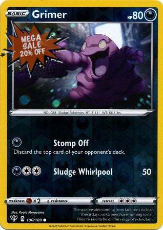 <transcy>Pokemon Card Darkness Alaze 100/189 100/189 Grimer Common Reverse Holo</transcy>