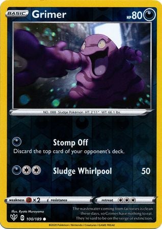 <transcy>Pokemon Card Darkness Alaze 100/189 100/189 Grimer Common Reverse Holo</transcy>