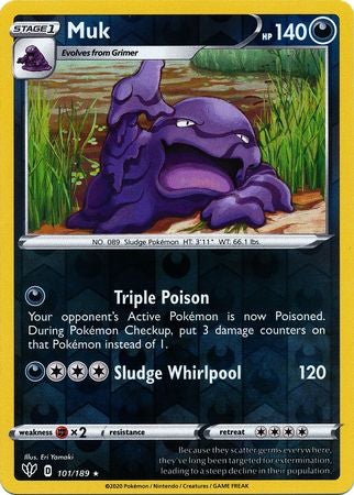 <transcy>Pokemon Card Darkness Alaze 101/189 101/189 Muk Rare Reverse Holo</transcy>