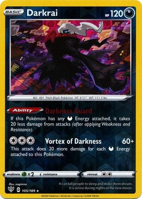 <transcy>Pokemon Card Darkness Ablaze 105/189 105/189 Darkrai Holo Sjælden Reverse Holo</transcy>