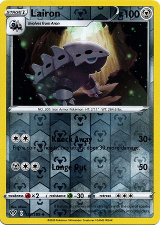 <transcy>بطاقة Pokemon Darkness Ablaze 122/189 Lairon Reverse Holo غير شائع</transcy>