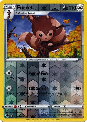<transcy>Pokemon Card Darkness Alaze 136/189 136/189 Furret Common Reverse Holo</transcy>
