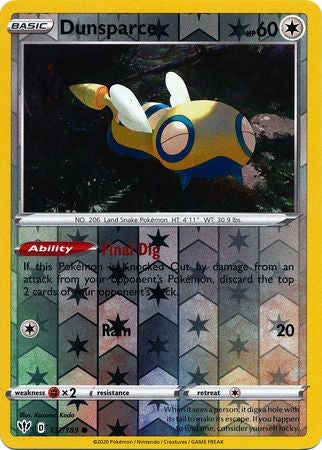 Pokemon Card Darkness Ablaze 137/189 137/189 Dunsparce Common Reverse Holo