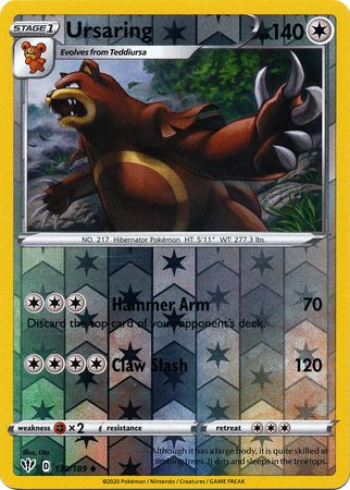 Pokemon Card Darkness Ablaze 139/189 139/189 Ursaring Uncommon Reverse Holo