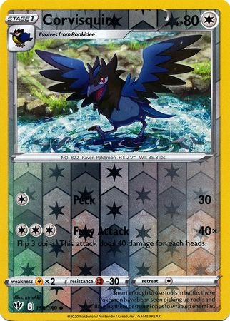 <transcy>Pokemon Card Darkness Alaze 155/189 155/189 Corvisquire Uncommon Reverse Holo</transcy>