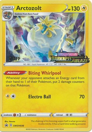 Pokemon Card SWSH Black Star Promos SWSH036 Arctozolt Prerelease staff promo