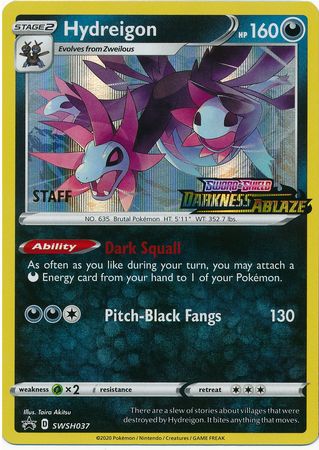 Pokemon Card SWSH Black Star Promos SWSH037 Hydreigon Prerelease staff promo