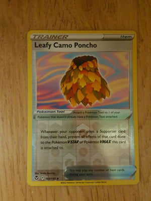 Pokemon Card Silver Tempest 160/195 Leafy Camo Poncho Item Reverse Holo Uncommon *MINT*