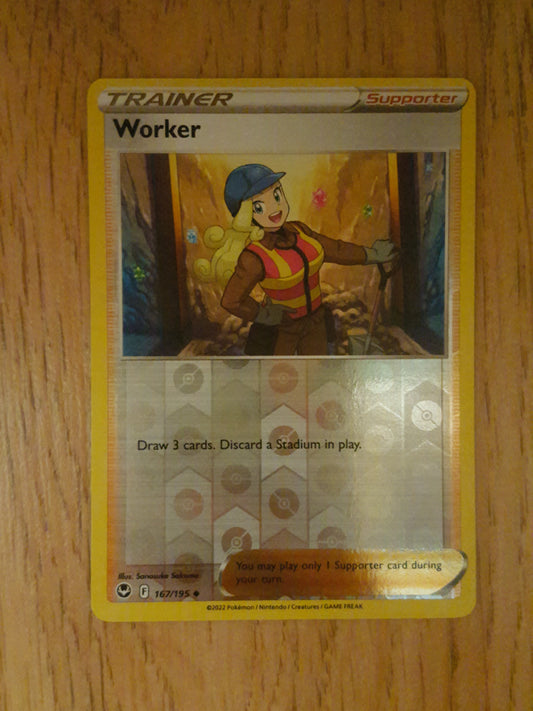 Pokemon Card Silver Tempest 167/195 Worker Supporter Reverse Holo Uncommon *MINT*