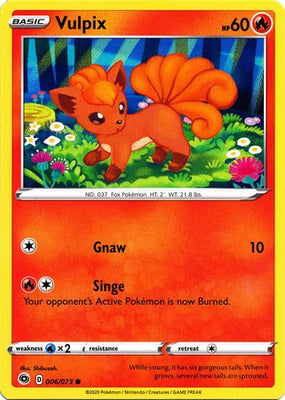 Pokemon Card Champion's Path 006/073 6/73 Vulpix Common