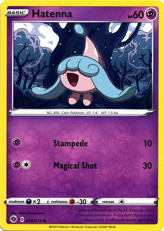 <transcy>Pokemon Card Champion&#39;s Path 018/073 18/73 Hatenna Common</transcy>