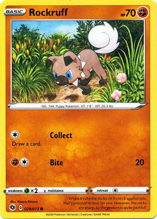 <transcy>Pokemon Card Champion&#39;s Path 029/073 29/73 Rockruff Common</transcy>