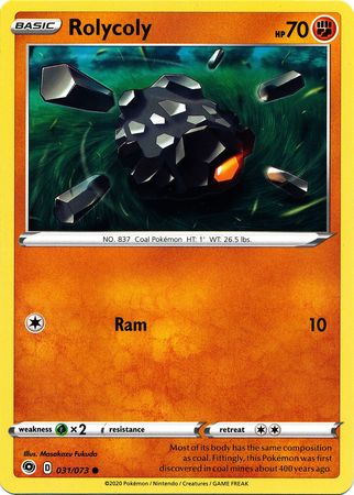 Pokemon Card Champion's Path 031/073 31/73 Rolycoly Common