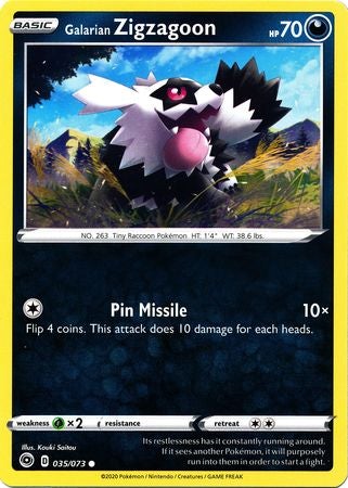 Pokemon Card Champion's Path 035/073 35/73 Galarian Zigzagoon Common