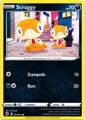 Pokemon Card Champion's Path 041/073 41/73 Scraggy Common