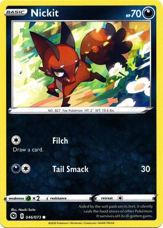 Pokemon Card Champion's Path 046/073 46/73 Nickit Common