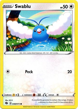 Pokemon Card Champion's Path 048/073 48/73 Swablu Common