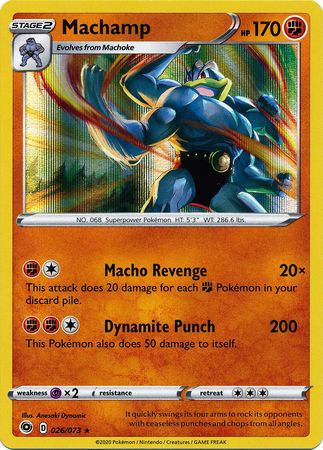 <transcy>Pokemon Card Champion&#39;s Path 026/073 26/73 Machamp Holo Selten</transcy>