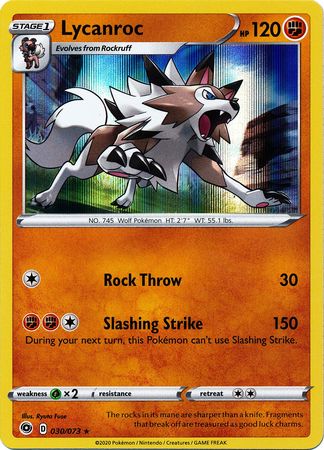 Pokemon Card Champion's Path 030/073 30/73 Lycanroc Holo Rare