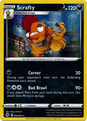 Pokemon Card Champion's Path 042/073 42/73 Scrafty Holo Rare