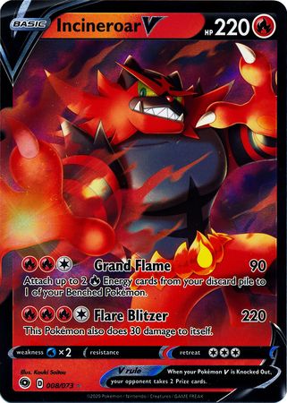 <transcy>Pokemon Card Champion&#39;s Path 008/073 8/73 Incineroar V Ultra Rare</transcy>