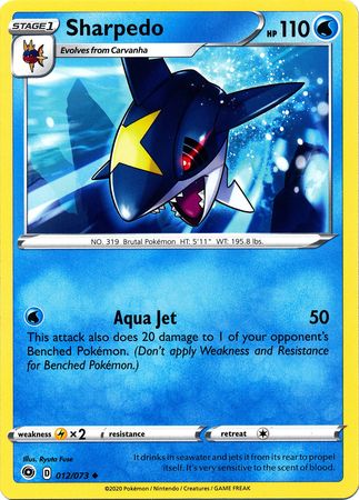 Pokemon Card Champion's Path 012/073 12/73 Sharpedo Uncommon