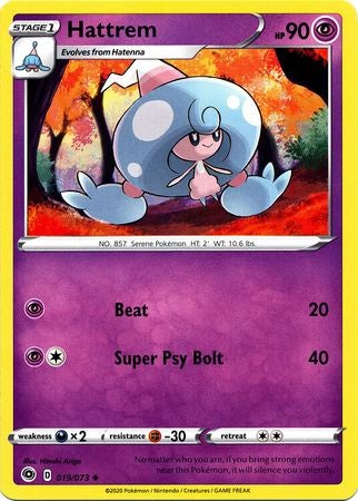 <transcy>Pokemon Card Champion&#39;s Path 019/073 19/73 Hattrem Ikke almindelig</transcy>