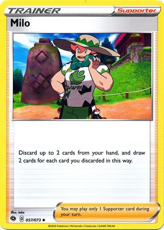 Pokemon Card Champion's Path 057/073 57/73 Milo Supporter Uncommon