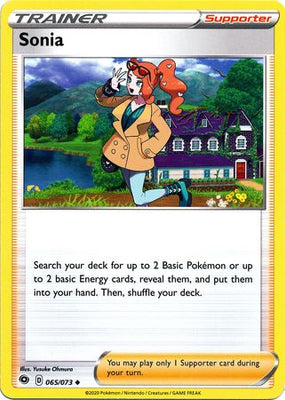 <transcy>Pokemon Card Champion&#39;s Path 065/073 65/73 Sonia Supporter Ikke almindelig</transcy>