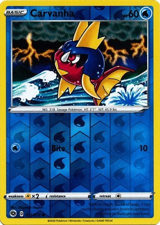 Pokemon Card Champion's Path 011/073 11/73 Carvanha Common Reverse Holo