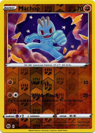 Pokemon Card Champion's Path 024/073 24/73 Machop Common Reverse Holo