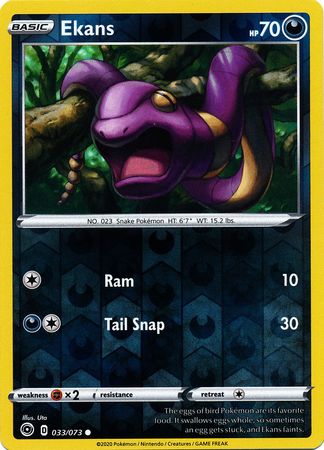 Pokemon Card Champion's Path 033/073 33/73 Ekans Common Reverse Holo