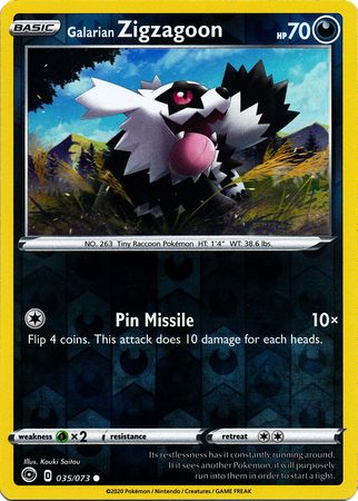 Pokemon Card Champion's Path 035/073 35/73 Galarian Zigzagoon Common Reverse Holo