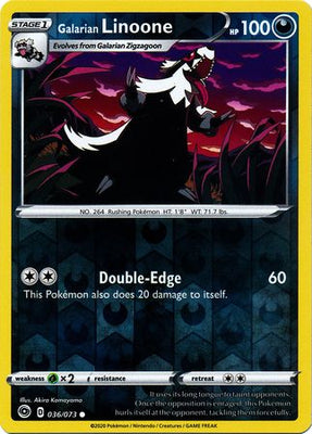 Pokemon Card Champion's Path 036/073 36/73 Galarian Linoone Common Reverse Holo