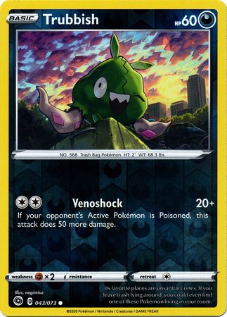 Pokemon Card Champion's Path 043/073 43/73 Trubbish Common Reverse Holo