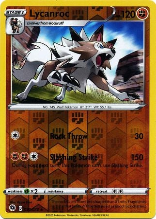 Pokemon Card Champion's Path 030/073 30/73 Lycanroc Rare Reverse Holo