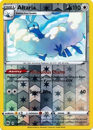 Pokemon Card Champion's Path 049/073 49/73 Altaria Rare Reverse Holo