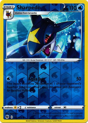 Pokemon Card Champion's Path 012/073 12/73 Sharpedo Uncommon Reverse Holo