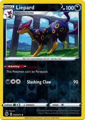 Pokemon Card Champion's Path 040/073 40/73 Liepard Uncommon Reverse Holo