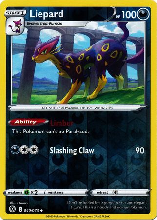 <transcy>Pokemon Card Champion&#39;s Path 040/073 40/73 Liepard Ikke almindelig Omvendt Holo</transcy>