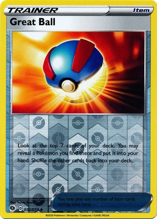 Pokemon Card Champion's Path 052/073 52/73 Great Ball Item Uncommon Reverse Holo