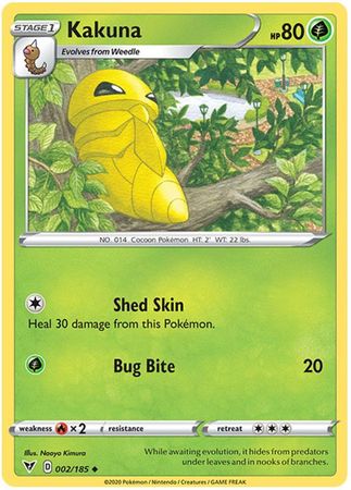 <transcy>Pokemon Card Vivid Voltage 002/185 2/185 Kakuna Ikke almindelig</transcy>