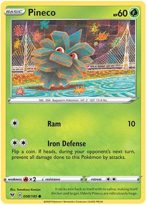 <transcy>Pokemon Card Vivid Voltage 008/185 8/185 Pineco Common</transcy>