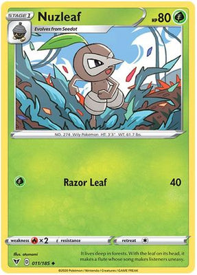 <transcy>Pokemon Card Vivid Voltage 011/185 11/185 Nuzleaf Gelegentlich</transcy>