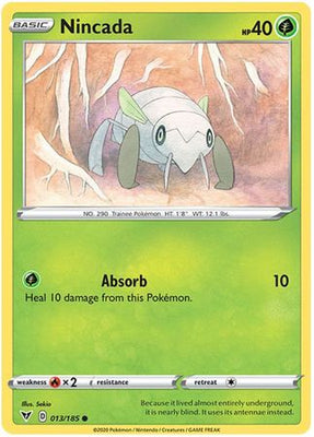 <transcy>Pokemon Card Vivid Voltage 013/185 13/185 Nincada Common</transcy>