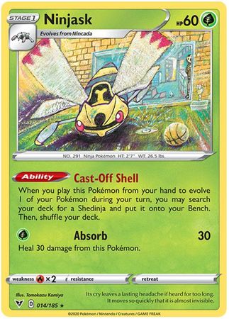 <transcy>Pokemon Card Vivid Voltage 014/185 14/185 Ninjask Sjælden</transcy>